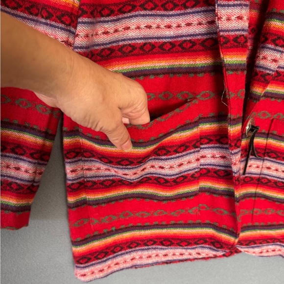 Vintage 90s Léger Southwestern Blanket Blazer Jacket lightweight - Picture 6 of 10